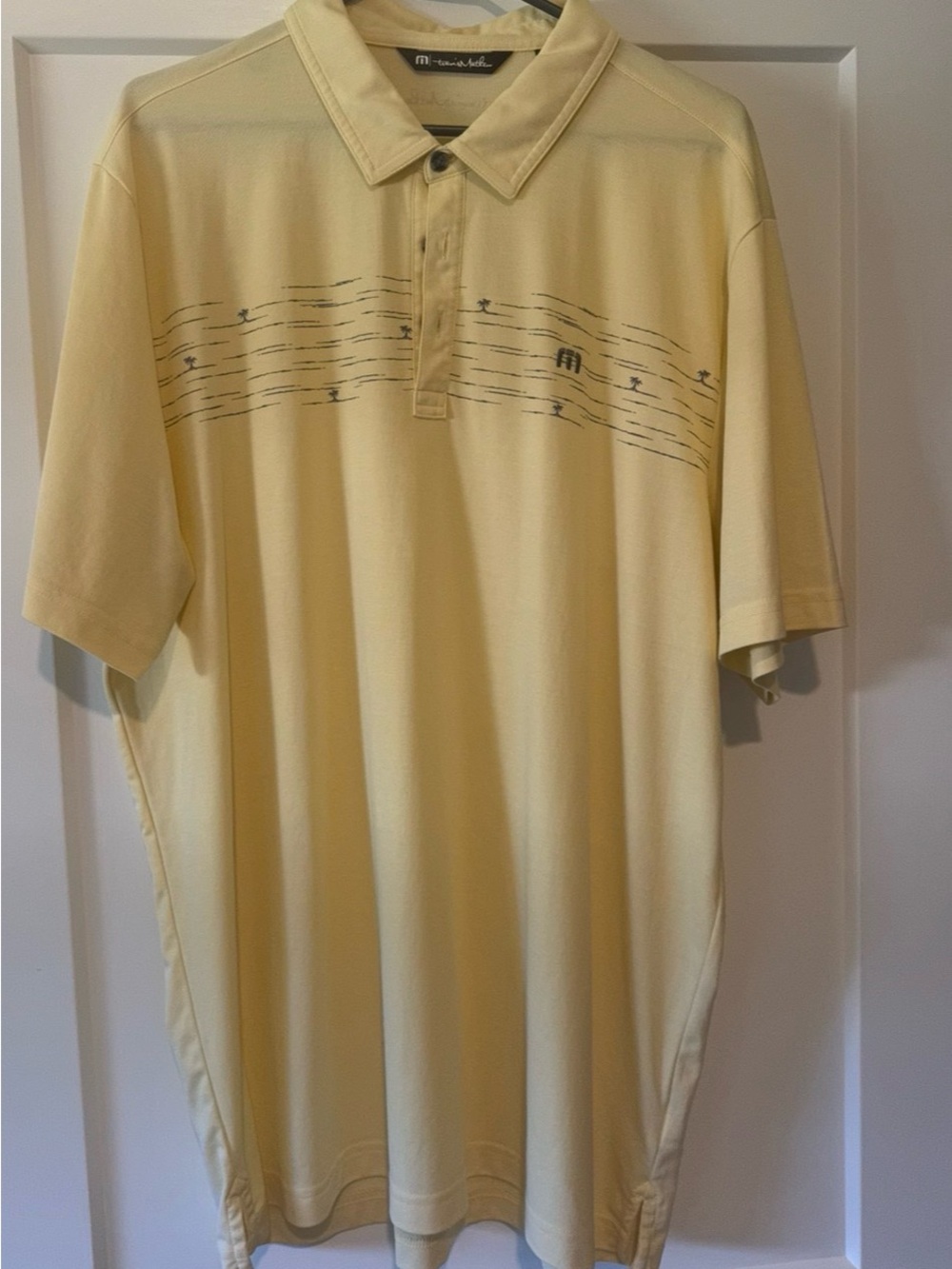 Travis Mathew Pale Yellow Wave-Print Polo